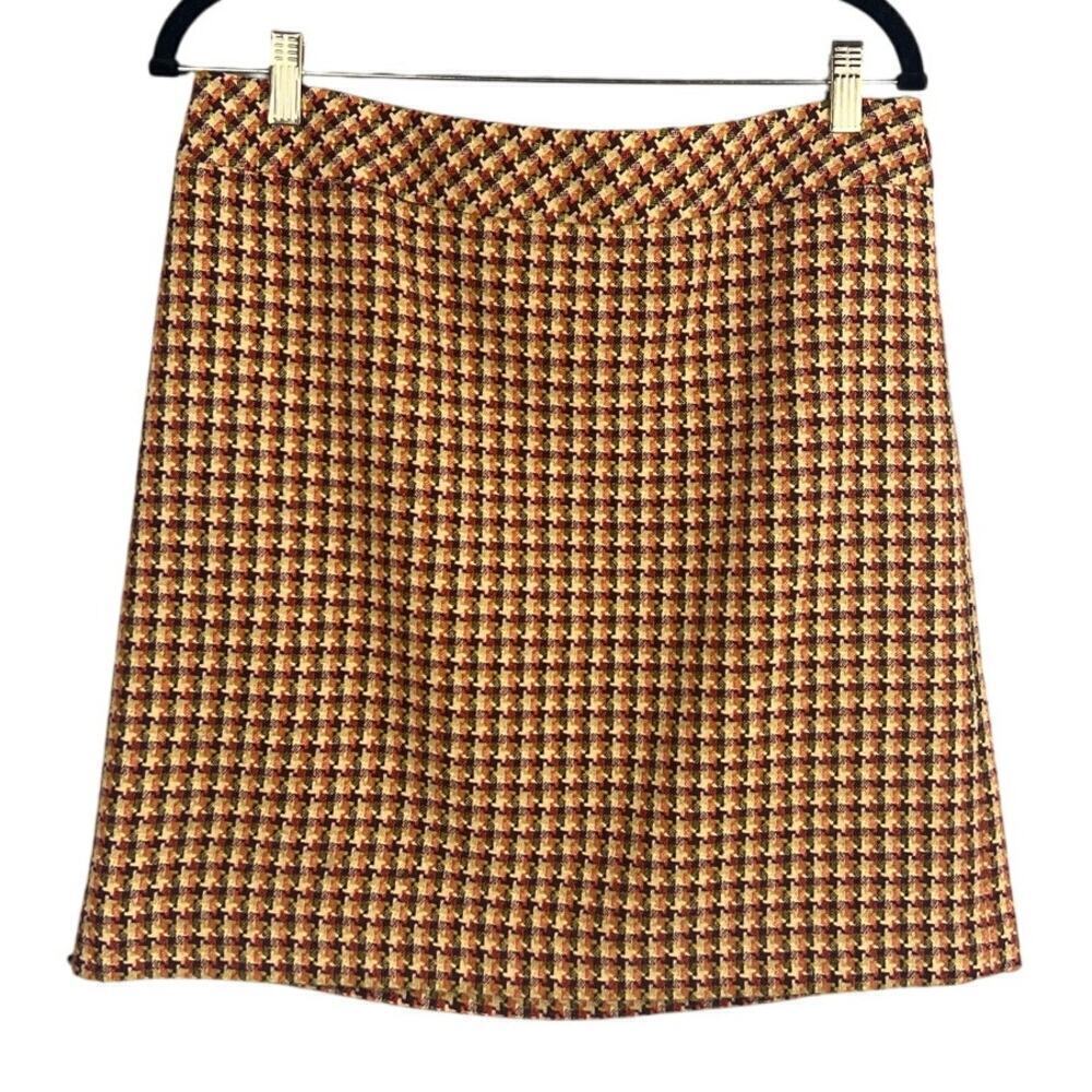 Ann Taylor Loft Tweed Houndstooth Wool Blend Skirt Size 8